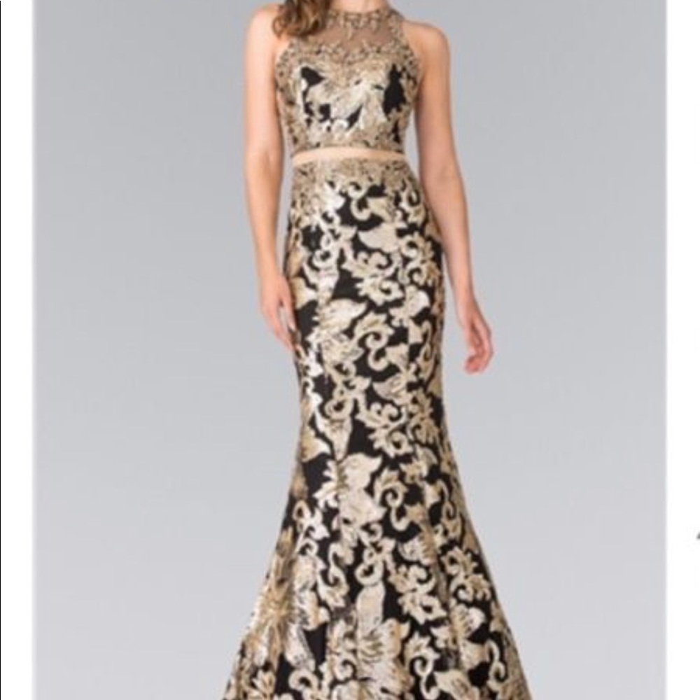 Black and Gold Prom Dress